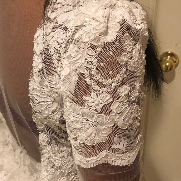 White Lace Mini Beaded Dress - Picture 3 of 5